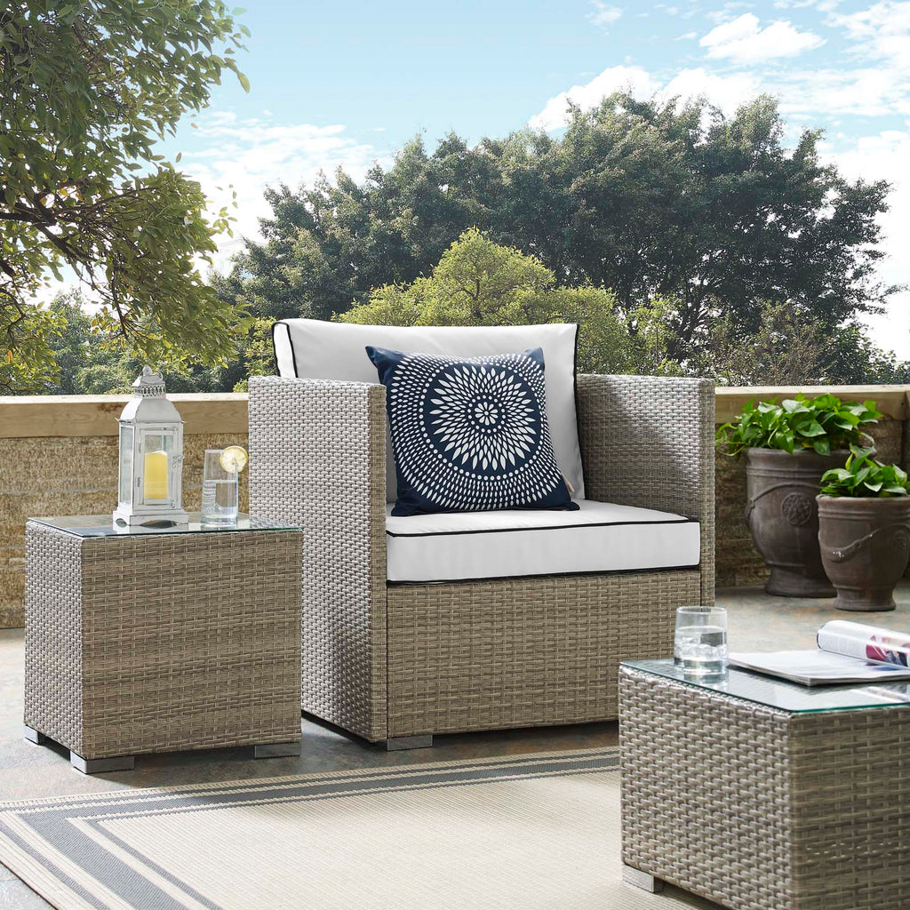 Repose Outdoor Patio Armchair in Light Gray White