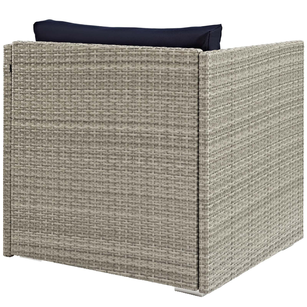 Repose Sunbrella Fabric Outdoor Patio Armchair in Light Gray Navy