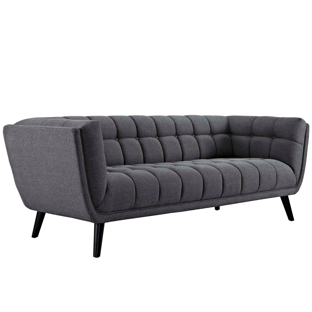 Bestow 3 Piece Upholstered Fabric Sofa Loveseat and Armchair Set in Gray