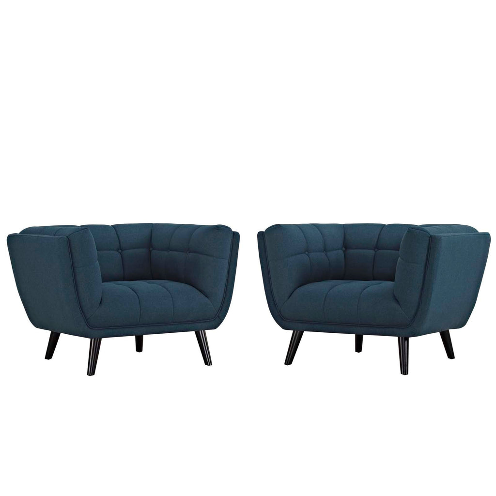 Bestow 2 Piece Upholstered Fabric Armchair Set in Blue