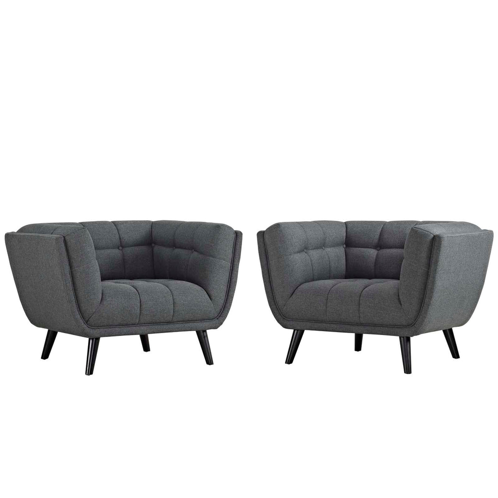 Bestow 2 Piece Upholstered Fabric Armchair Set in Gray