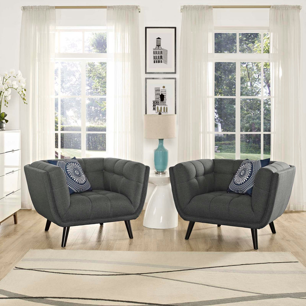 Bestow 2 Piece Upholstered Fabric Armchair Set in Gray