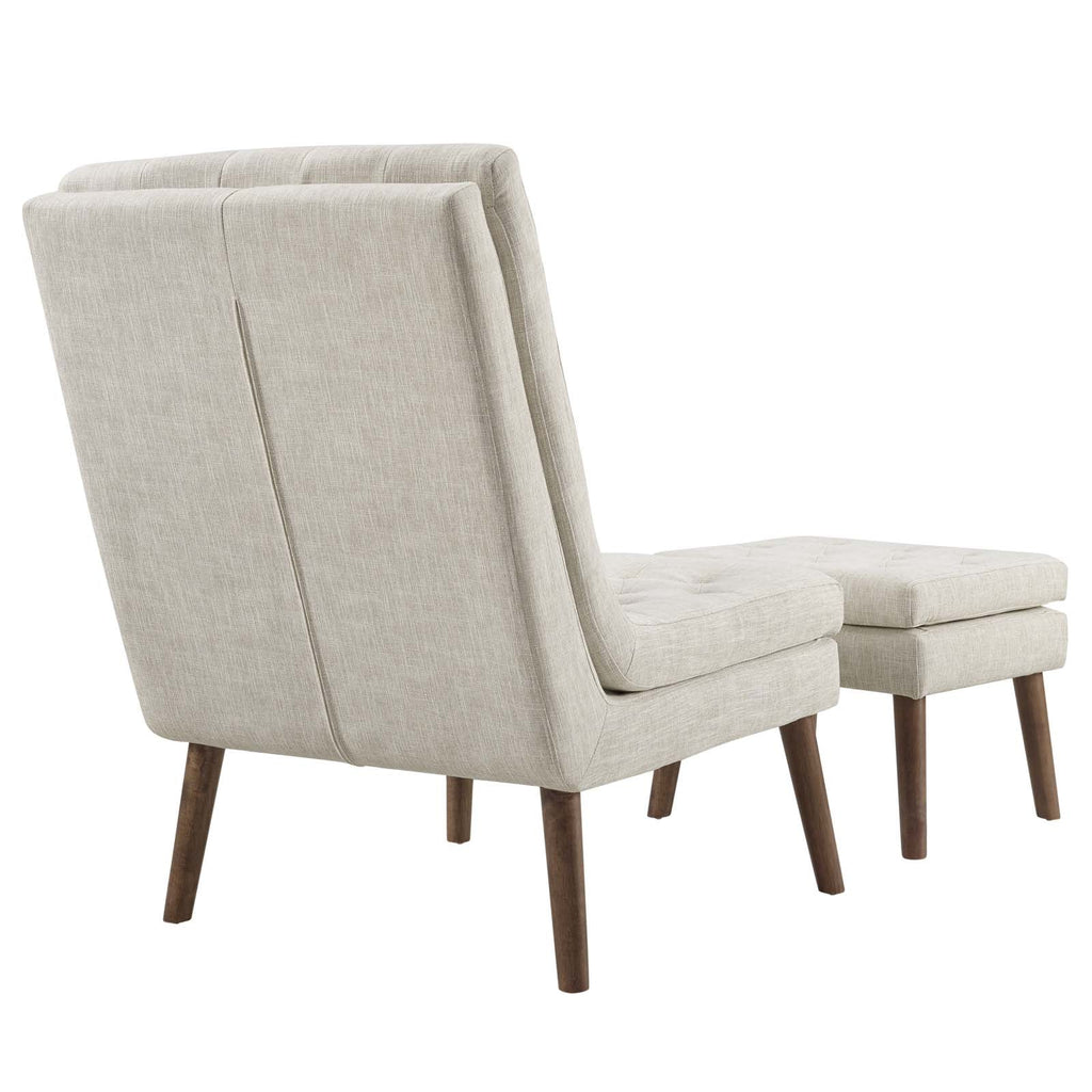 Modify Upholstered Lounge Chair and Ottoman in Beige