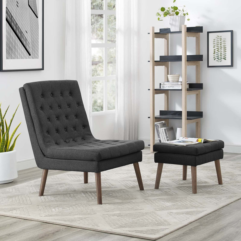 Modify Upholstered Lounge Chair and Ottoman in Gray