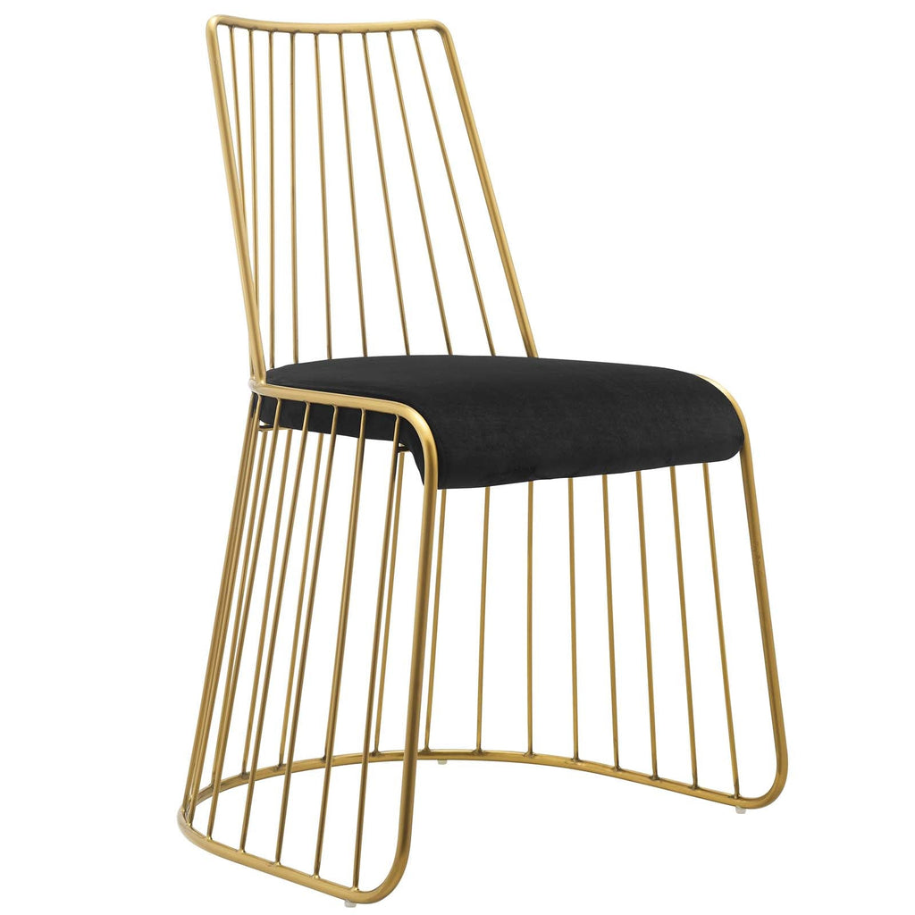 Rivulet Gold Stainless Steel Performance Velvet Dining Chair in Gold Black
