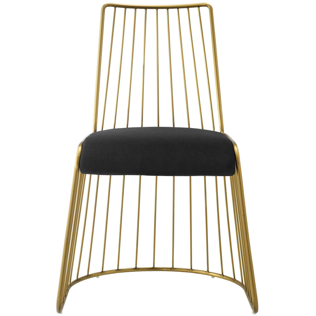 Rivulet Gold Stainless Steel Performance Velvet Dining Chair in Gold Black
