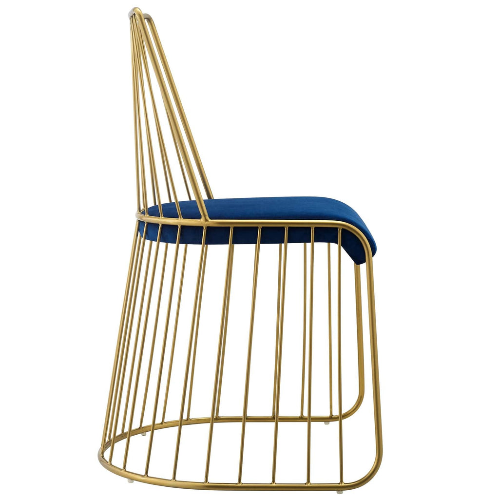 Rivulet Gold Stainless Steel Performance Velvet Dining Chair in Gold Navy