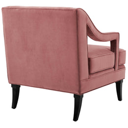 Concur Button Tufted Performance Velvet Armchair in Dusty Rose