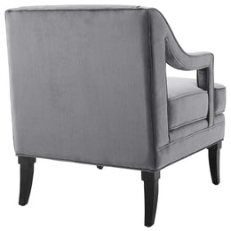 Concur Button Tufted Performance Velvet Armchair in Gray