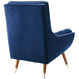 Suggest Button Tufted Performance Velvet Lounge Chair in Navy