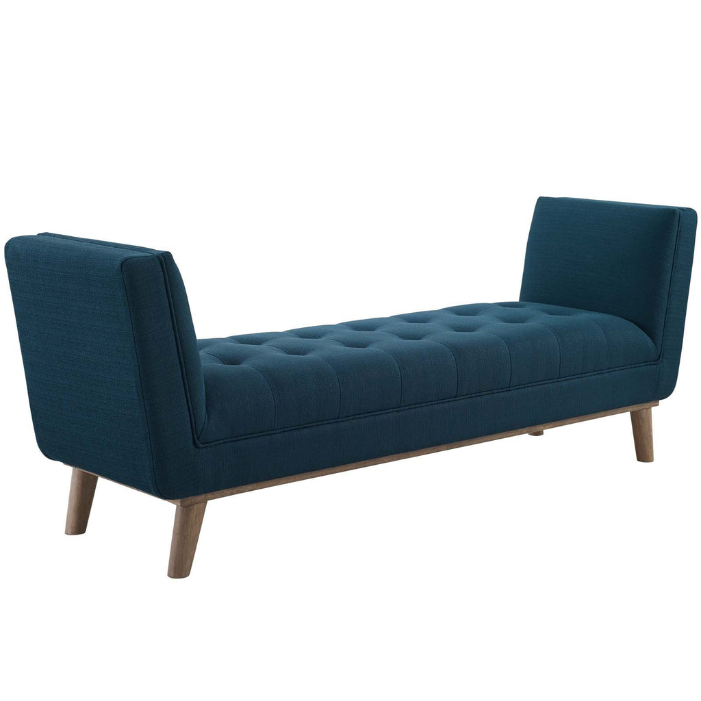 Haven Tufted Button Upholstered Fabric Accent Bench in Azure