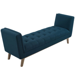 Haven Tufted Button Upholstered Fabric Accent Bench in Azure