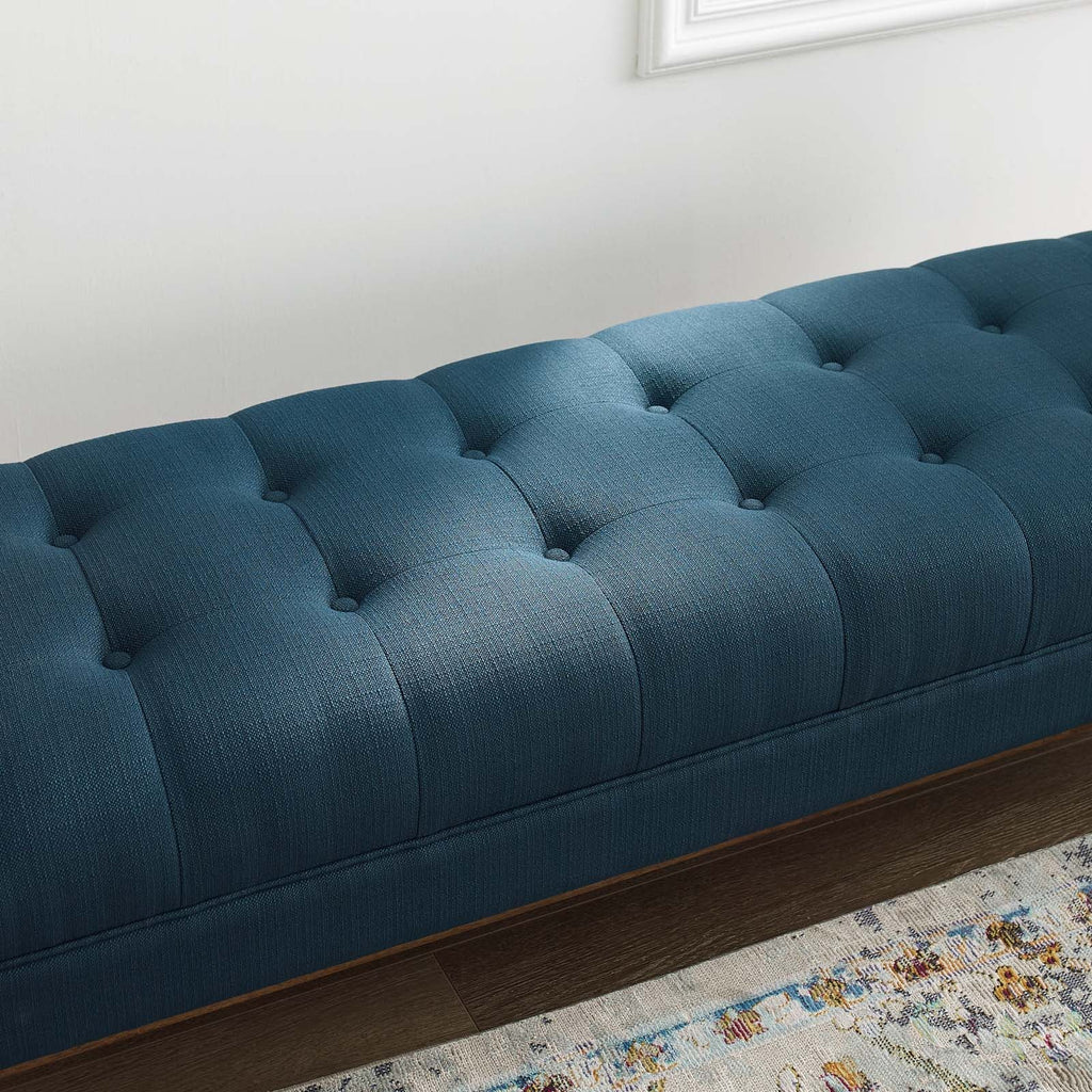 Haven Tufted Button Upholstered Fabric Accent Bench in Azure