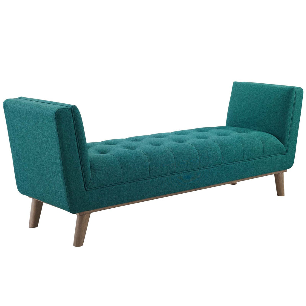 Haven Tufted Button Upholstered Fabric Accent Bench in Teal