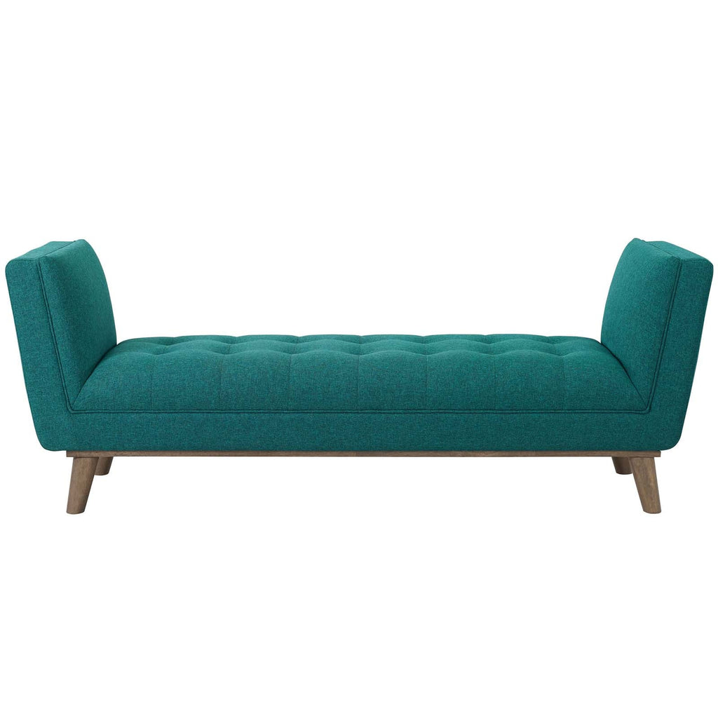 Haven Tufted Button Upholstered Fabric Accent Bench in Teal