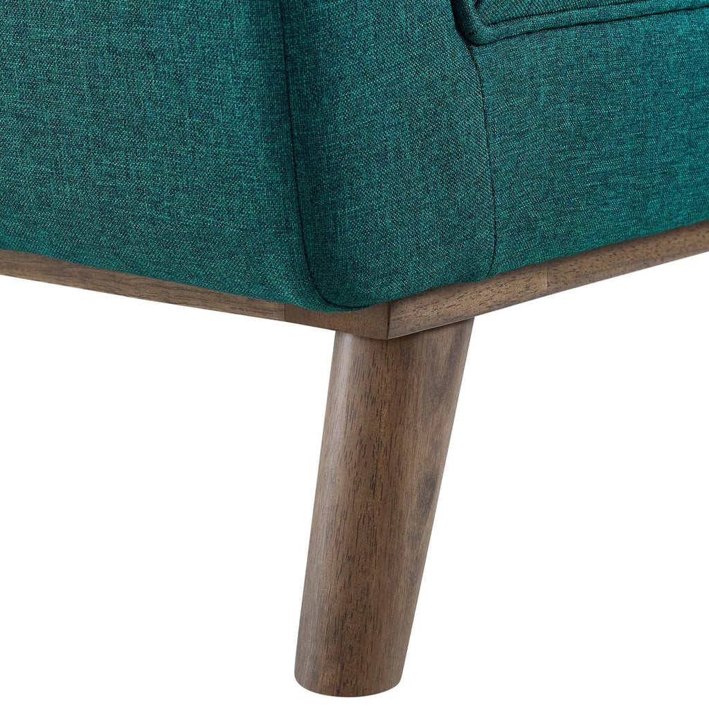 Haven Tufted Button Upholstered Fabric Accent Bench in Teal