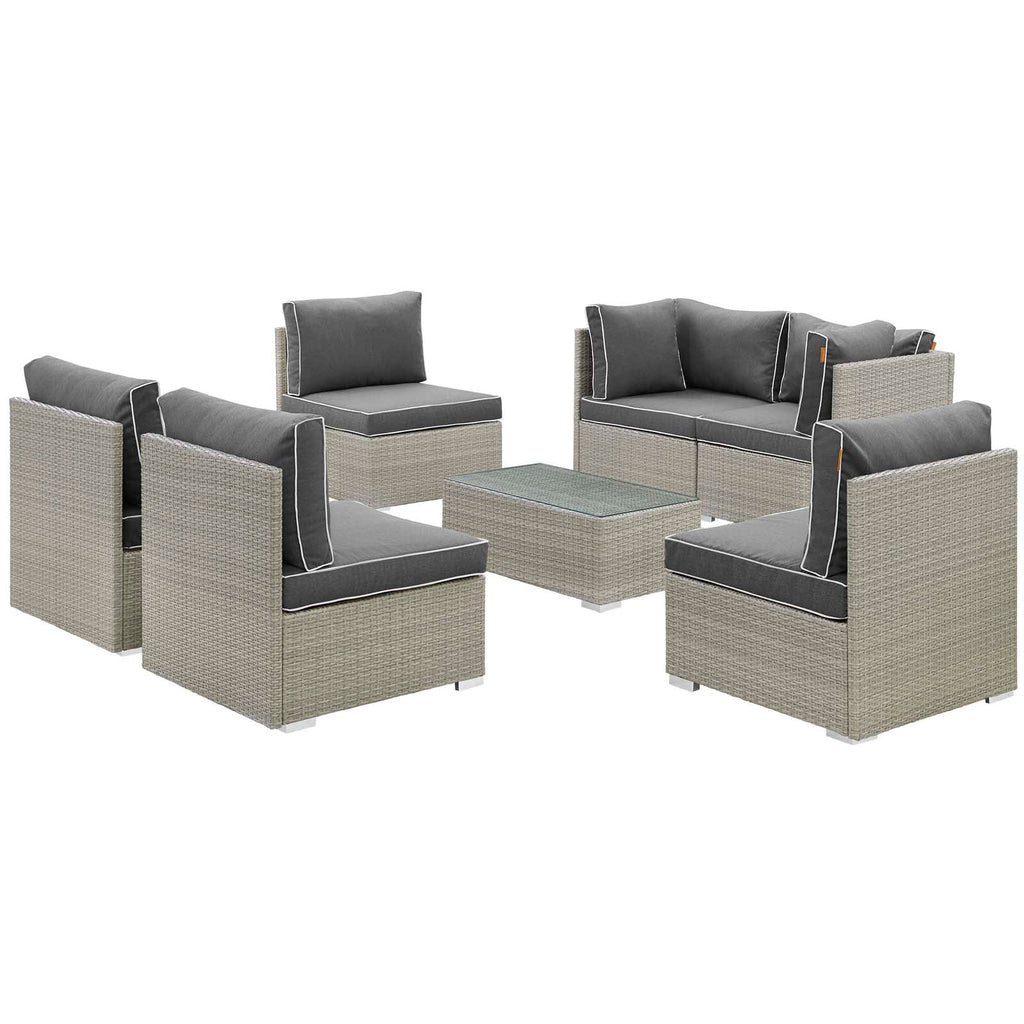 Repose 7 Piece Outdoor Patio Sectional Set in Light Gray Charcoal-2