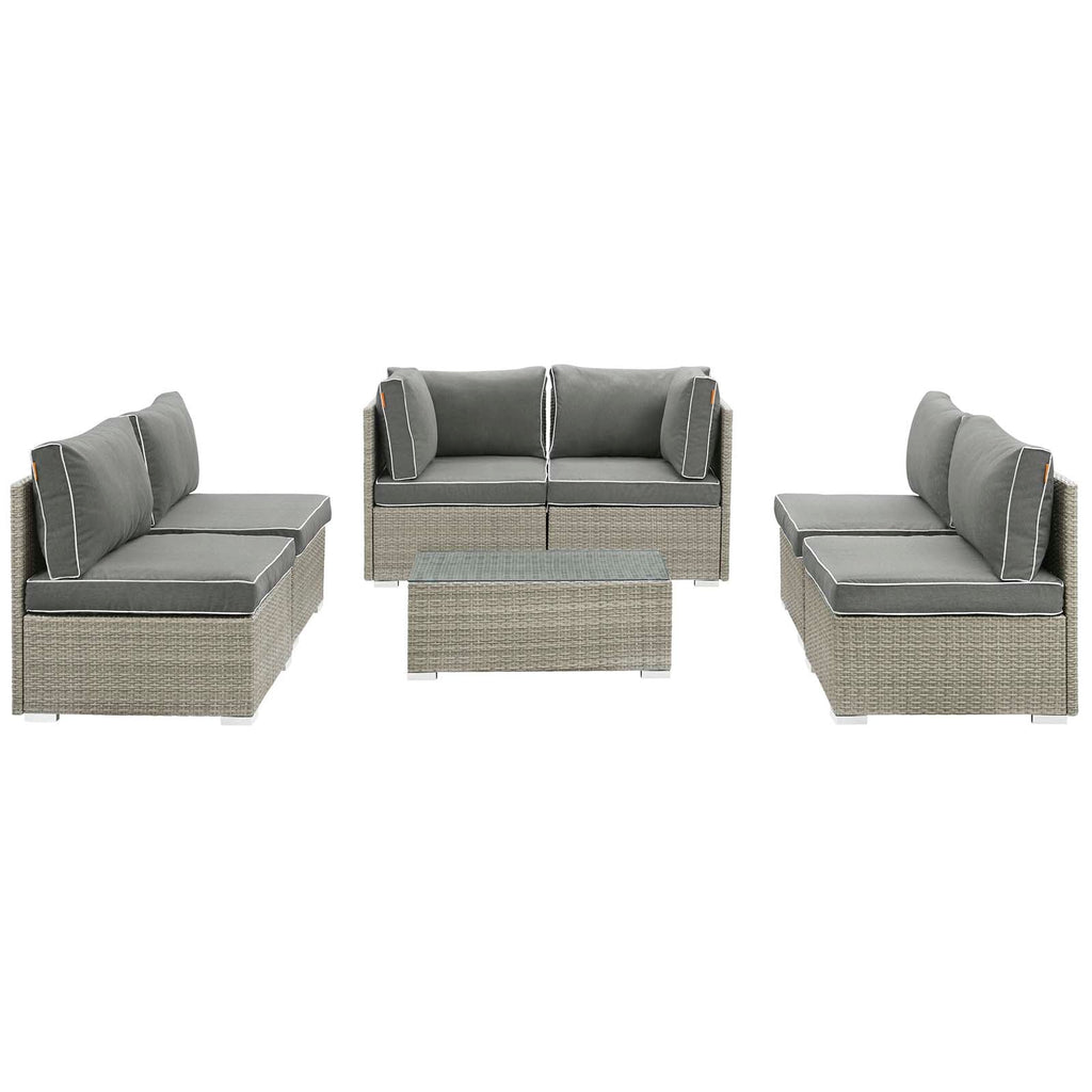 Repose 7 Piece Outdoor Patio Sectional Set in Light Gray Charcoal-2