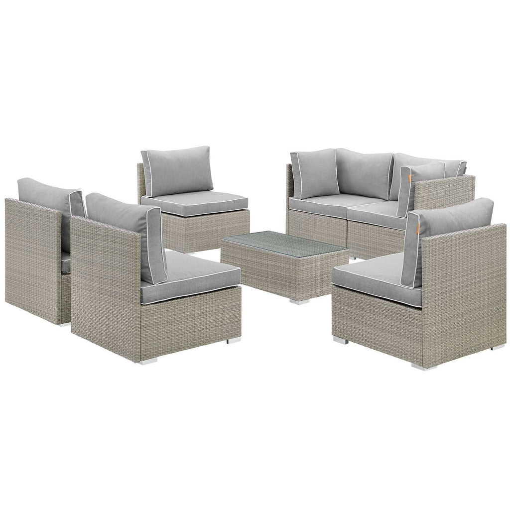 Repose 7 Piece Outdoor Patio Sectional Set in Light Gray Gray-2