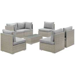 Repose 7 Piece Outdoor Patio Sectional Set in Light Gray Gray-2