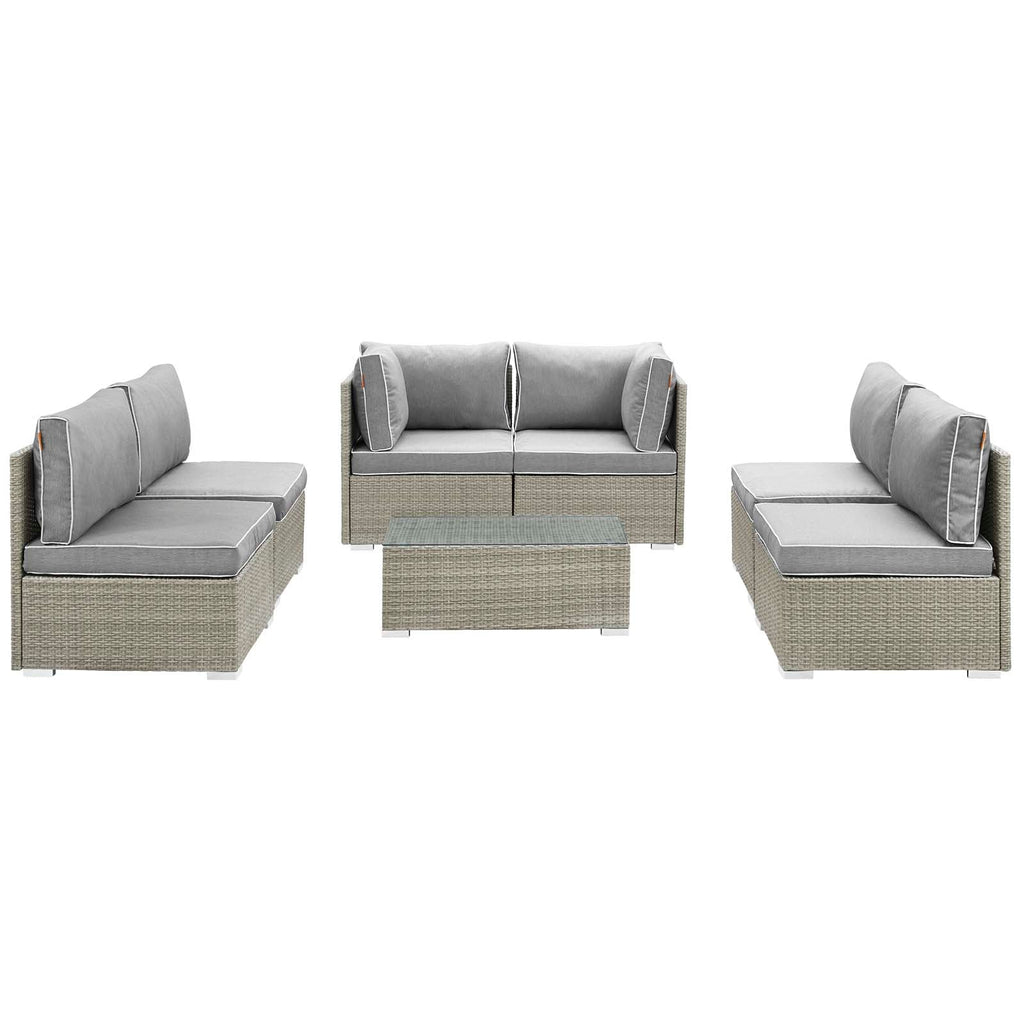 Repose 7 Piece Outdoor Patio Sectional Set in Light Gray Gray-2