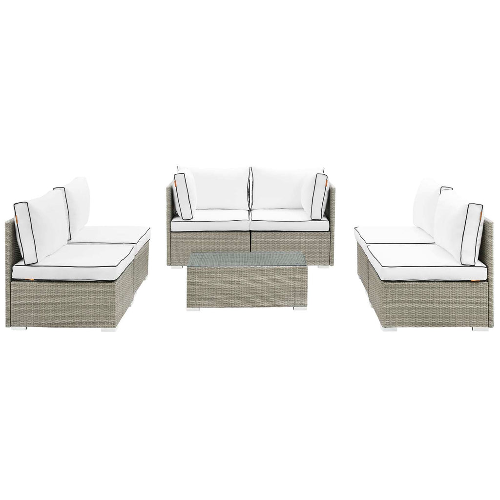 Repose 7 Piece Outdoor Patio Sectional Set in Light Gray White-2