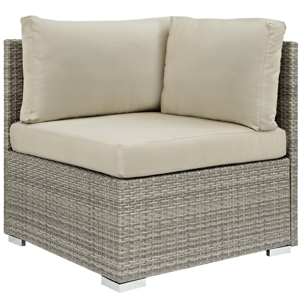 Repose 7 Piece Outdoor Patio Sunbrella Sectional Set in Light Gray Beige-2