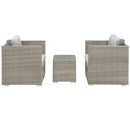 Repose 3 Piece Outdoor Patio Sectional Set in Light Gray Gray
