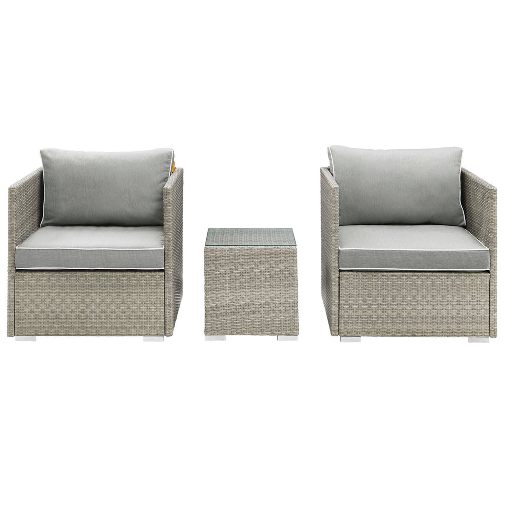 Repose 3 Piece Outdoor Patio Sectional Set in Light Gray Gray