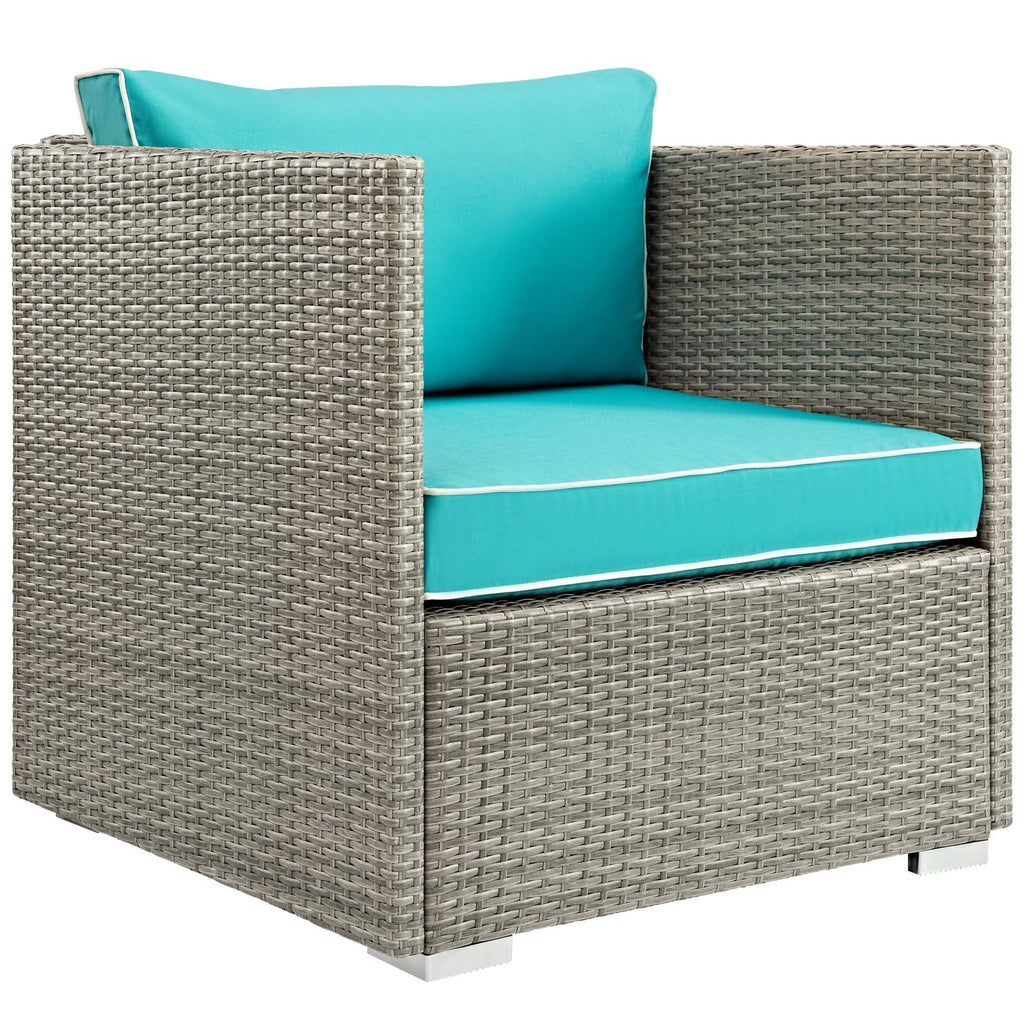 Repose 3 Piece Outdoor Patio Sectional Set in Light Gray Turquoise
