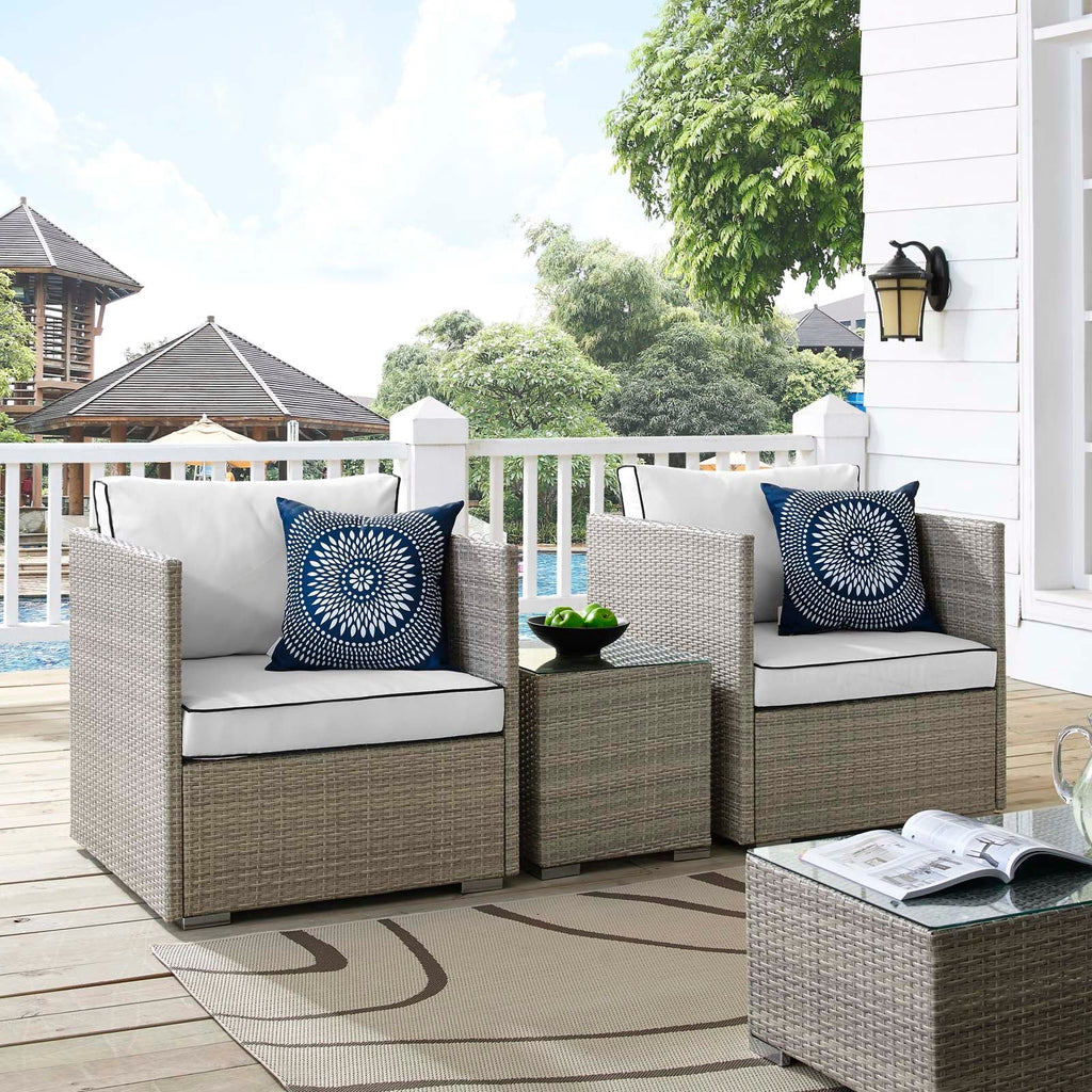 Repose 3 Piece Outdoor Patio Sectional Set in Light Gray White