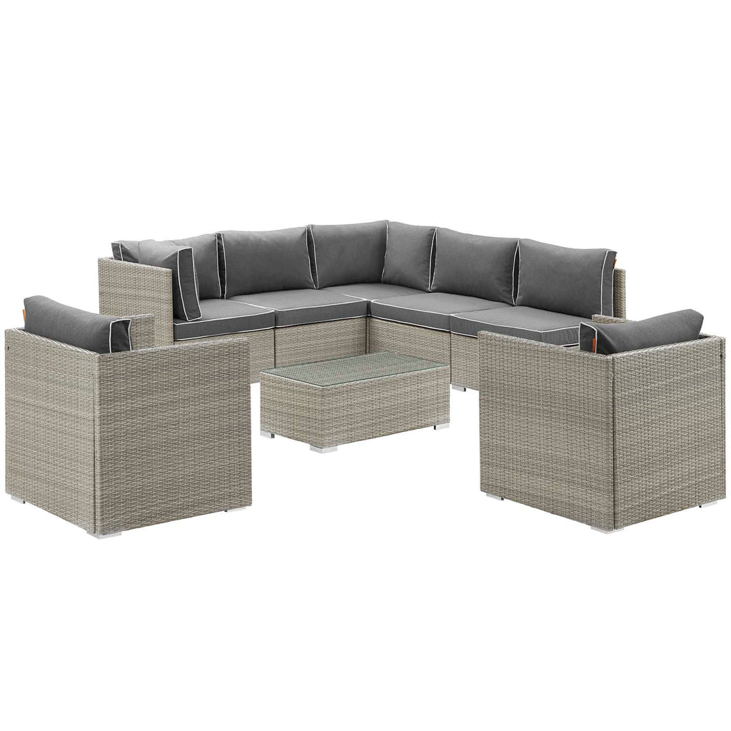 Repose 8 Piece Outdoor Patio Sectional Set in Light Gray Charcoal-2