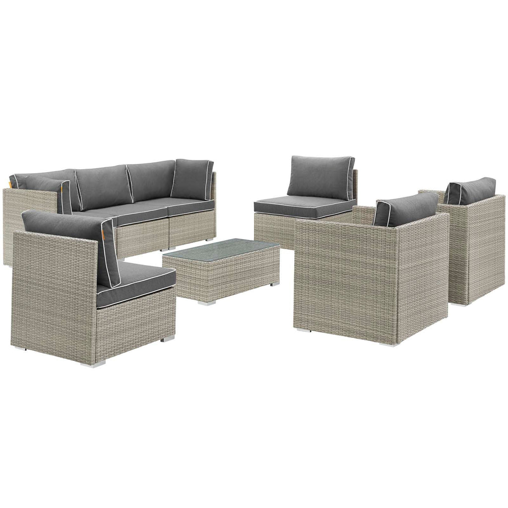 Repose 8 Piece Outdoor Patio Sectional Set in Light Gray Charcoal-2