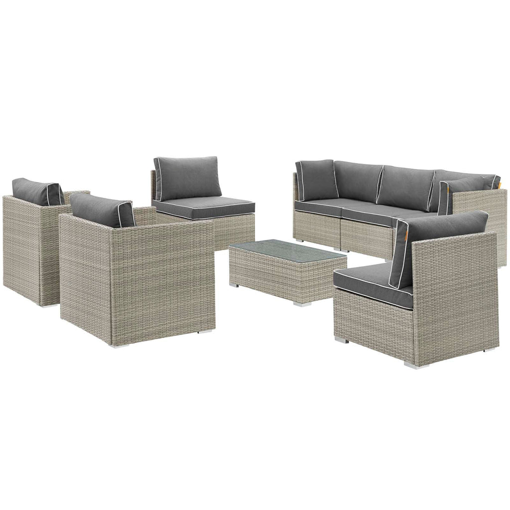 Repose 8 Piece Outdoor Patio Sectional Set in Light Gray Charcoal-2