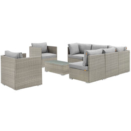 Repose 8 Piece Outdoor Patio Sectional Set in Light Gray Gray-2