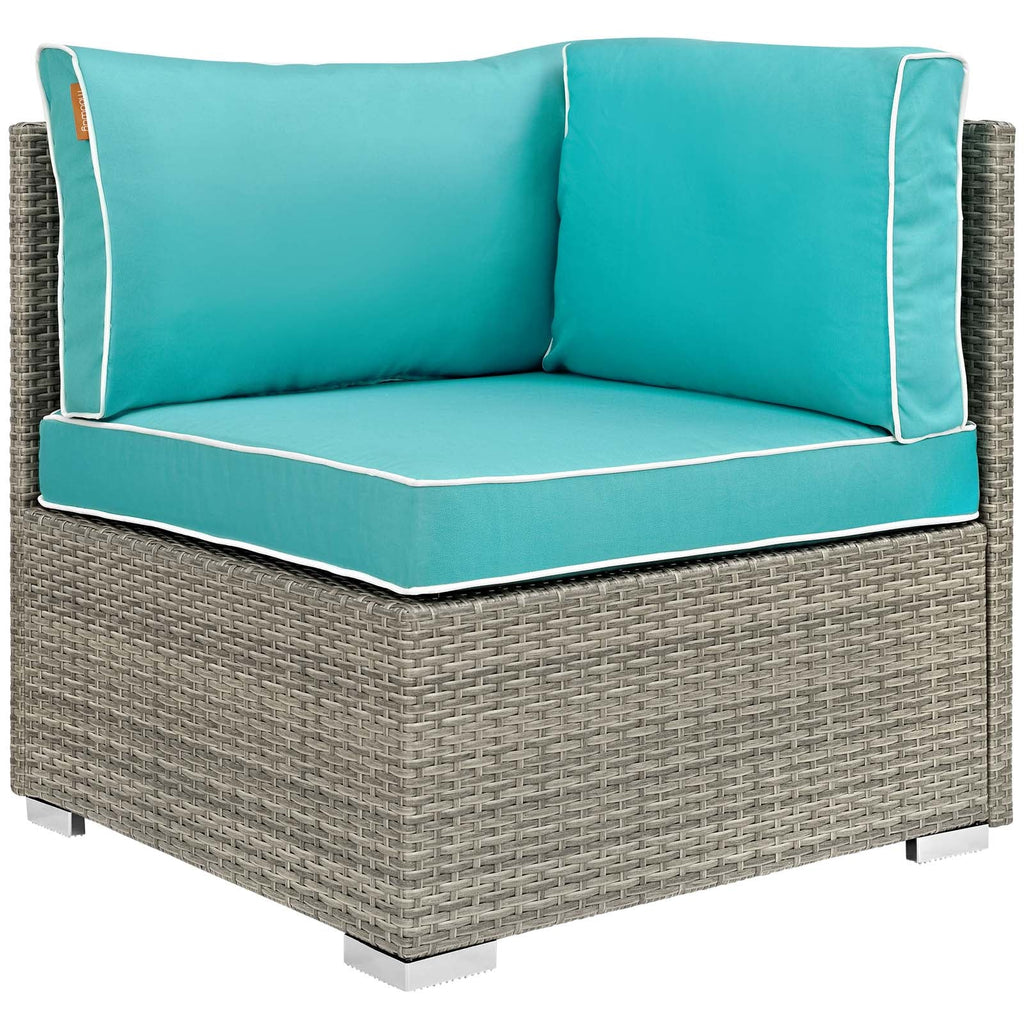 Repose 8 Piece Outdoor Patio Sectional Set in Light Gray Turquoise-2
