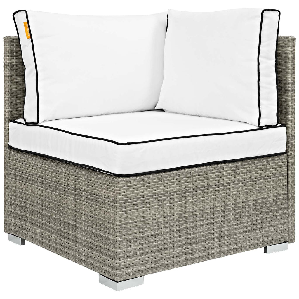 Repose 8 Piece Outdoor Patio Sectional Set in Light Gray White-2