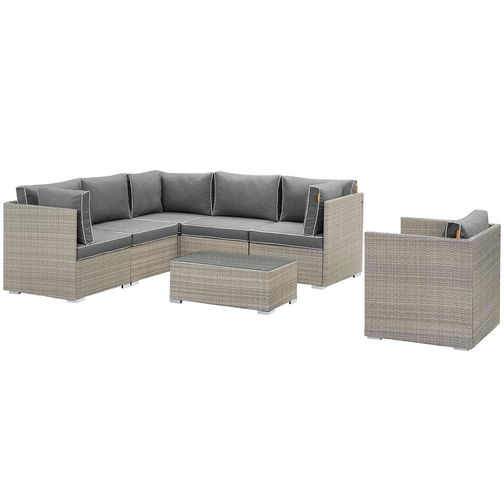 Repose 7 Piece Outdoor Patio Sectional Set in Light Gray Charcoal-1