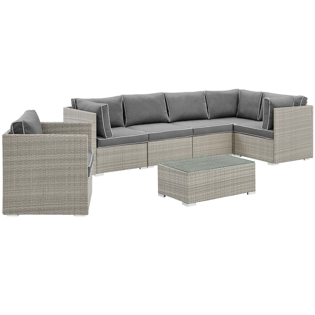 Repose 7 Piece Outdoor Patio Sectional Set in Light Gray Charcoal-1