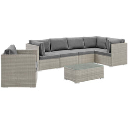 Repose 7 Piece Outdoor Patio Sectional Set in Light Gray Charcoal-1
