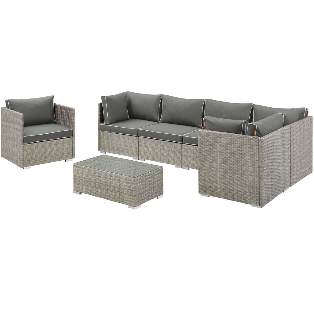 Repose 7 Piece Outdoor Patio Sectional Set in Light Gray Charcoal-1