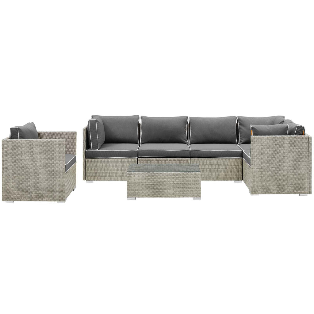 Repose 7 Piece Outdoor Patio Sectional Set in Light Gray Charcoal-1