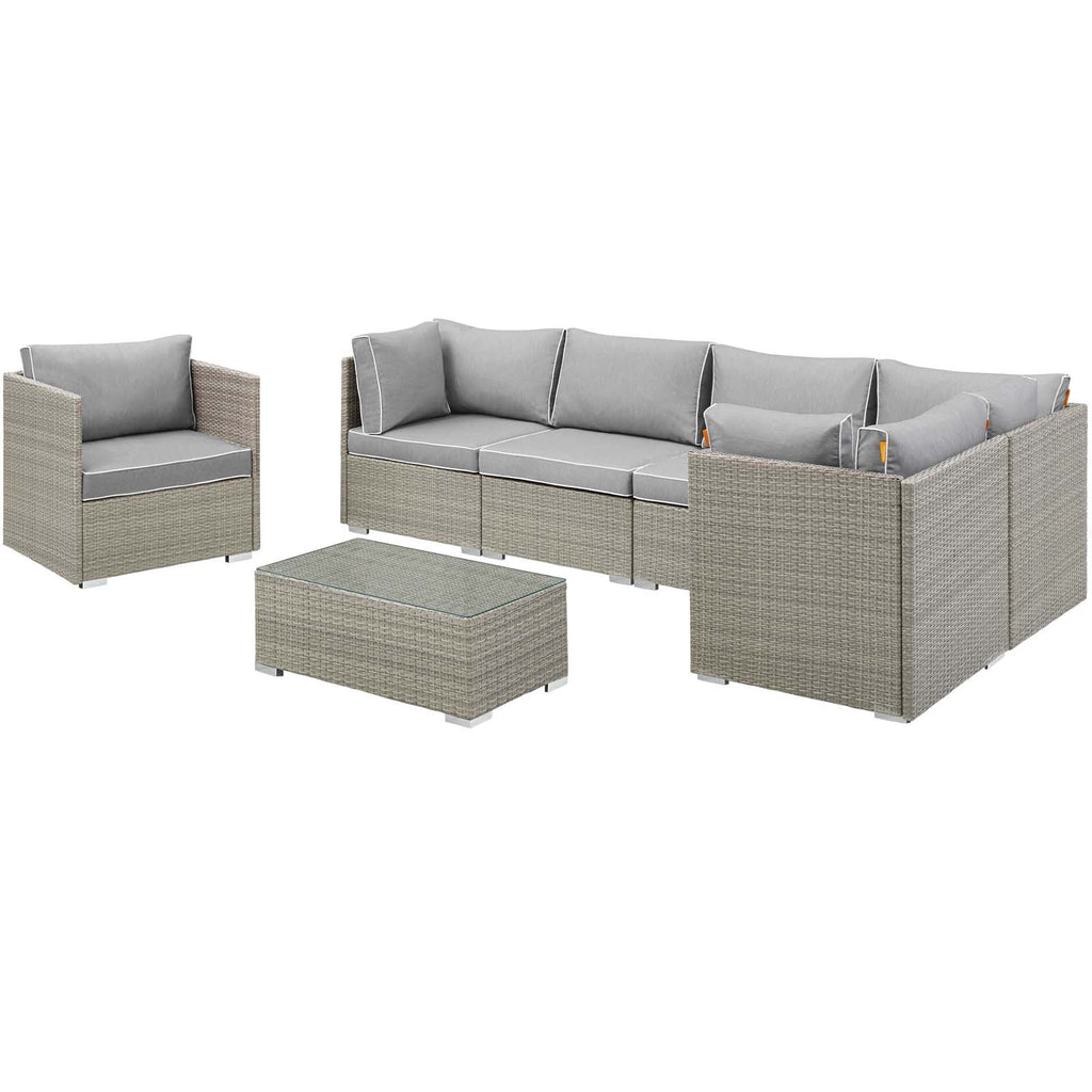 Repose 7 Piece Outdoor Patio Sectional Set in Light Gray Gray-1