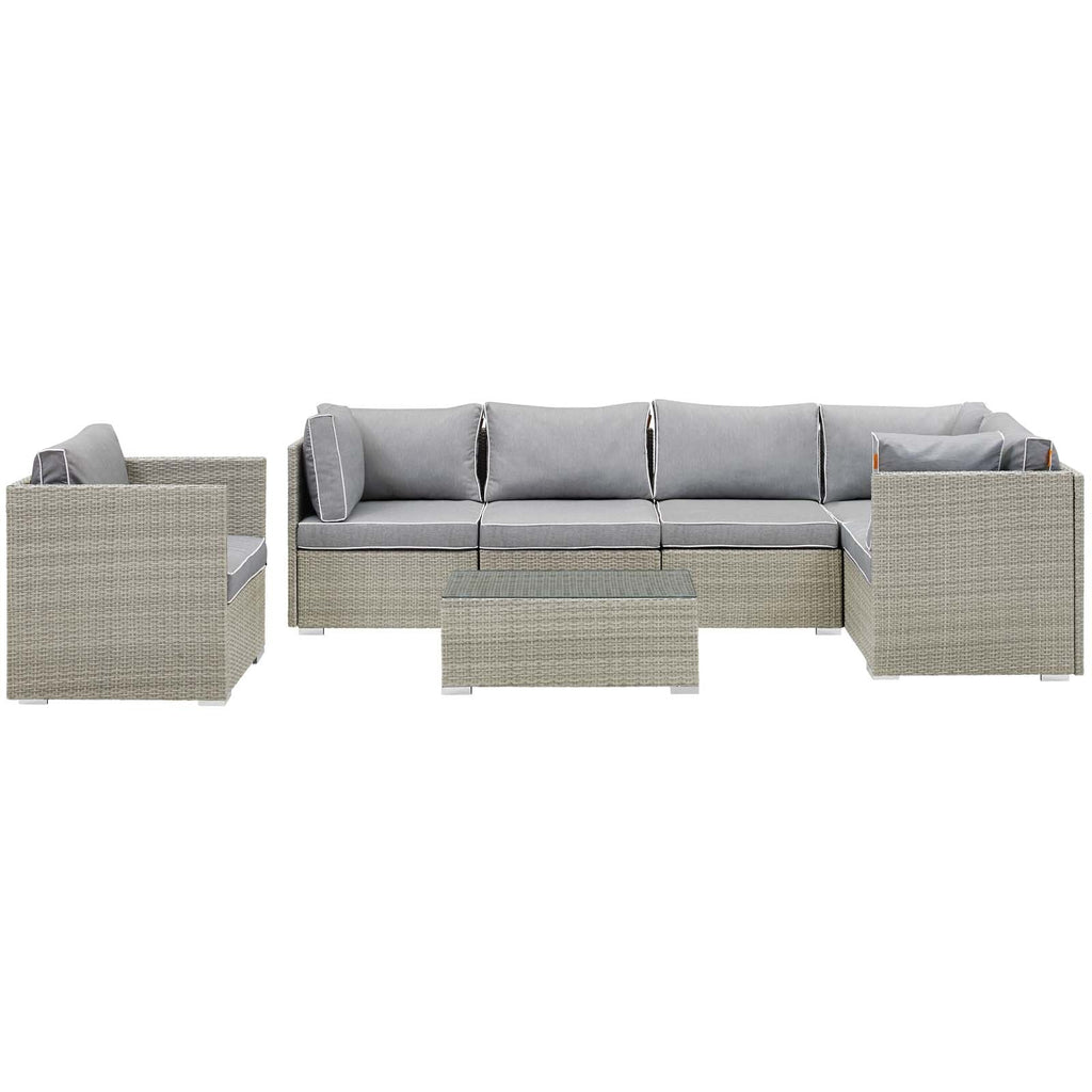 Repose 7 Piece Outdoor Patio Sectional Set in Light Gray Gray-1