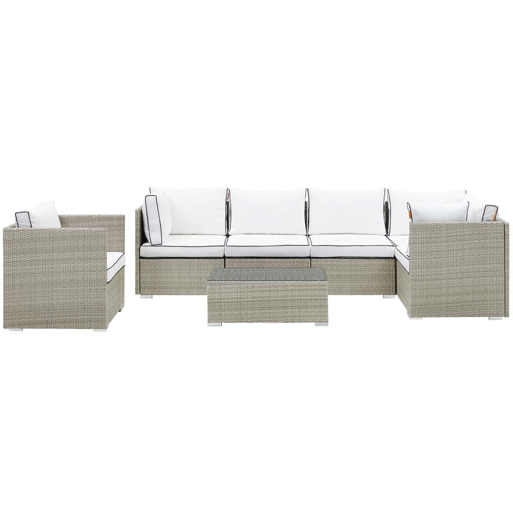 Repose 7 Piece Outdoor Patio Sectional Set in Light Gray White-1