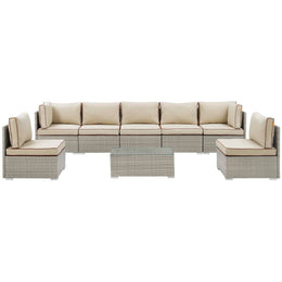 Repose 8 Piece Outdoor Patio Sectional Set in Light Gray Beige-1