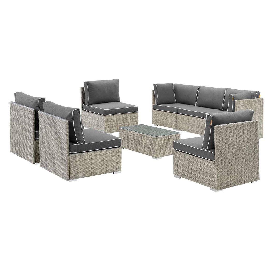 Repose 8 Piece Outdoor Patio Sectional Set in Light Gray Charcoal-1