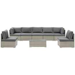 Repose 8 Piece Outdoor Patio Sectional Set in Light Gray Charcoal-1
