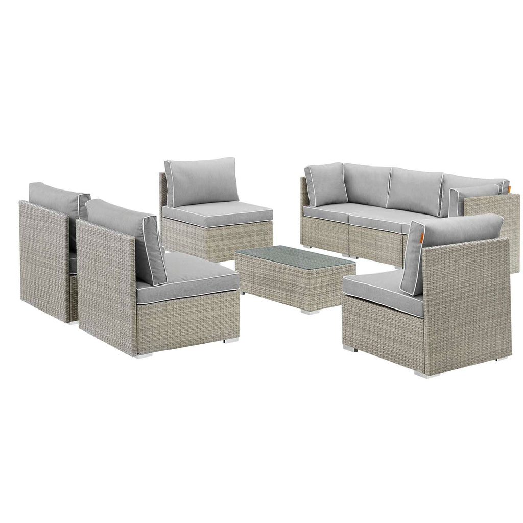 Repose 8 Piece Outdoor Patio Sectional Set in Light Gray Gray-1