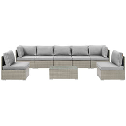 Repose 8 Piece Outdoor Patio Sectional Set in Light Gray Gray-1